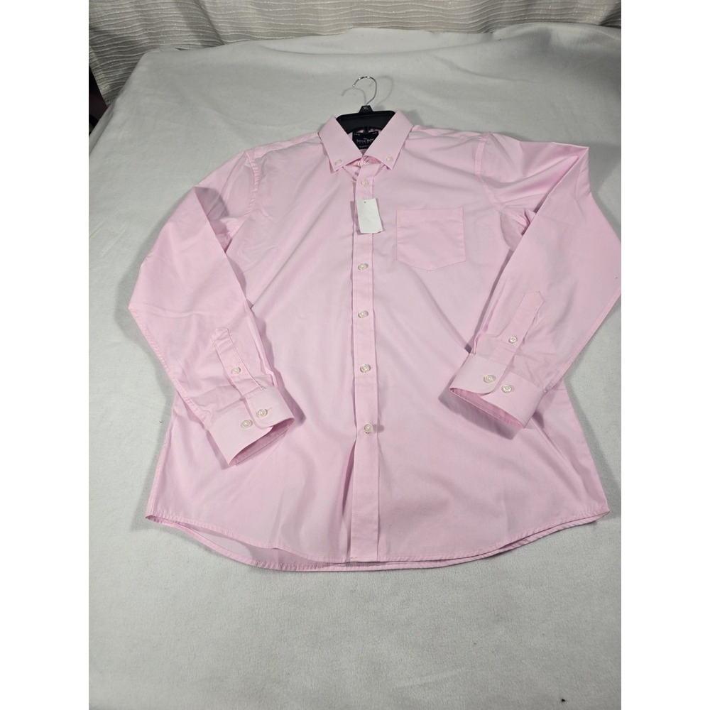 men Savile Row Company formal shirt button up long sleeve slim fit sz 34/35 pink